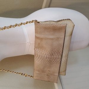 SOLD Real Python 2 tone WH Petronela fold over bag